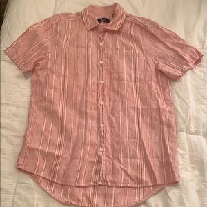 pale red and white button up